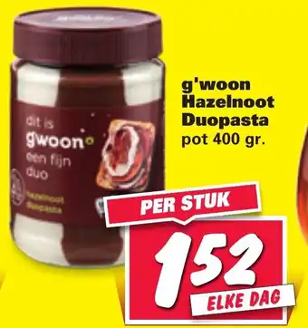 Nettorama G'woon Hazelnoot Duopasta 400g aanbieding