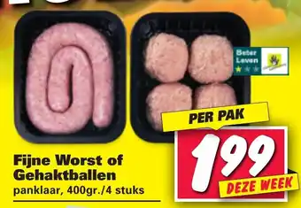 Nettorama Fijne worst of gehaktballen 400g/4st aanbieding