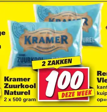 Nettorama Kramer Zuurkool naturel 2*500g aanbieding