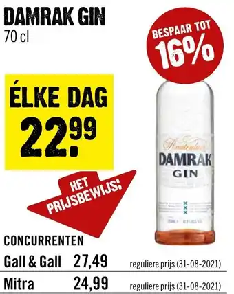 Dirck 3 Damrak Gin 700ml aanbieding