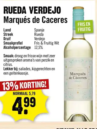 Dirck 3 Marques de Caceres Rueda Verdejo 750ml aanbieding