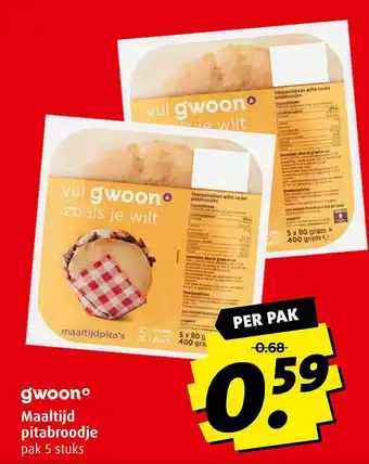 Boni Gwoon Maaltijd Pitabroodje aanbieding