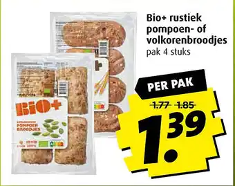 Boni Bio+ rustiek pompoen- of volkorenbroodjes aanbieding