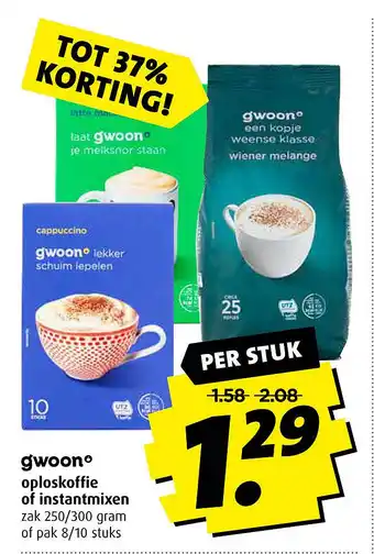 Boni Gwoon Oploskoffie Of Instantmixen aanbieding