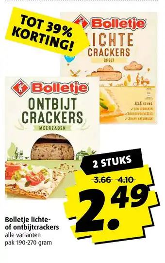 Boni Bolletje lichte- of ontbijtcrackers aanbieding