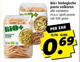 Boni Bio+ biologische pasta volkoren aanbieding