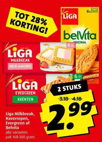 Boni Liga Milkbreak, Haverrepen, Evergreen of Belvita aanbieding