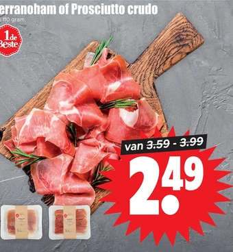 Dirk Serranoham of prosciutto crudo aanbieding