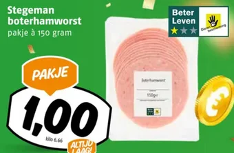 Poiesz Stegeman boterhamworst pakje à 150 gram aanbieding