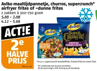 Poiesz Aviko maaltijdpannetje, churros, supercrunch airfryer frites of -dunne frites aanbieding