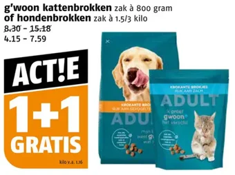 Poiesz g'woon kattenbrokken of hondenbrokken aanbieding