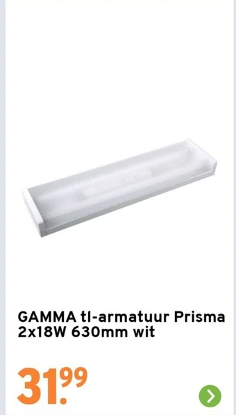 GAMMA tl armatuur Prisma 2x18W 630mm wit aanbieding