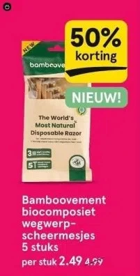 Etos Bamboovement biocomposiet wegwerpscheermesjes 5 stuks aanbieding