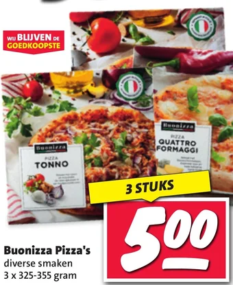 Nettorama Buonizza Pizza's 3 x 325-355 gram aanbieding