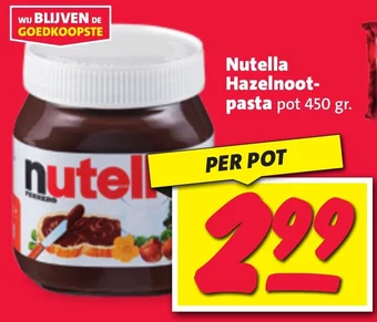 Nettorama Nutella Hazelnootpasta pot 450g aanbieding