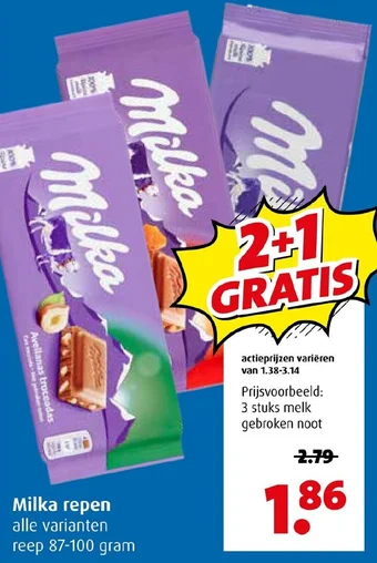 Boni Milka repen  87-100 gram aanbieding