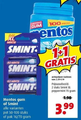 Boni Mentos gum of Smint aanbieding