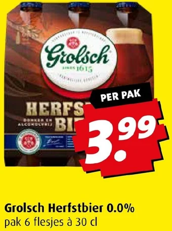 Boni Grolsch Herfstbier 0.0% pak 6 flesjes à 30 cl aanbieding