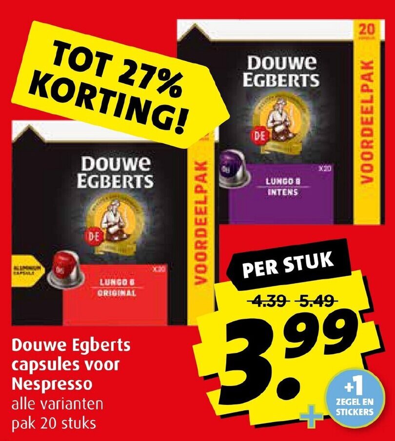 Douwe Egberts capsules voor Nespresso aanbieding bij Boni