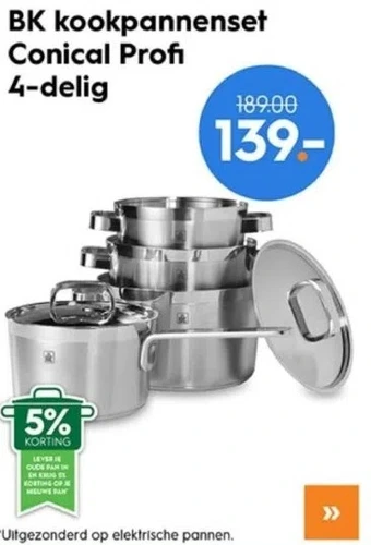 Blokker Bk kookpannenset conical profi 4-delig aanbieding