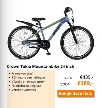 Superfietsen Crown tokio mountainbike 24 inch aanbieding