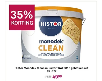 Karwei Histor Monodek Clean muurverf RAL9010 gebroken wit 10 liter aanbieding