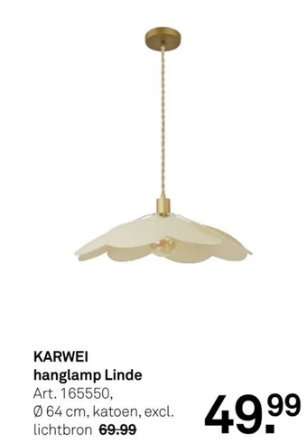 Karwei Hanglamp Linde Art. 165550, 64 cm aanbieding