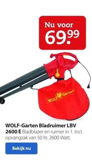 Boerenbond Wolf-garten bladruimer lbv 2600 e aanbieding