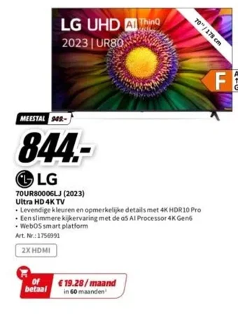 MediaMarkt LG 70UR80006LJ (2023) Ultra HD 4K TV aanbieding