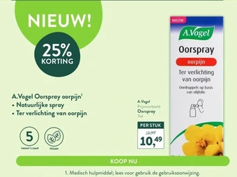 Holland & Barrett A.vogel prijsvoorbeeld: oorspray aanbieding