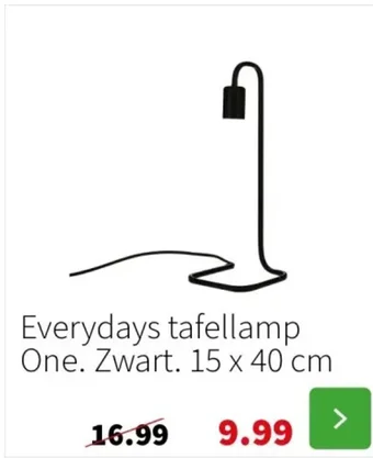 Intratuin Everydays tafellamp One. Zwart. 15 x 40 cm aanbieding