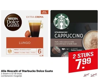 Coop Alle nescafé of starbucks dolce gusto 2 dozen à 12-18 stuks combineren mogelijk aanbieding