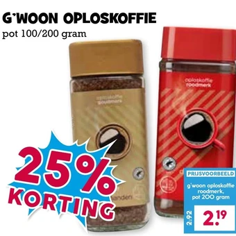 Boon`s Markt G'woon oploskoffie aanbieding