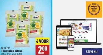 ALDI Blixer toiletblok citrus 40 g. per stuk 0.50. aanbieding