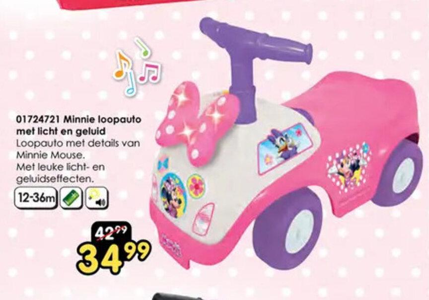 Minnie loopauto met licht en geluid aanbieding bij ToyChamp