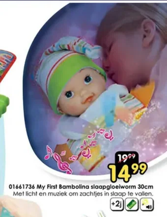 ToyChamp My First Bambolina slaapgloeiworm 30cm aanbieding