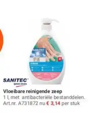 Manutan Sanitec Vloeibare Reinigende Zeep 1 l aanbieding