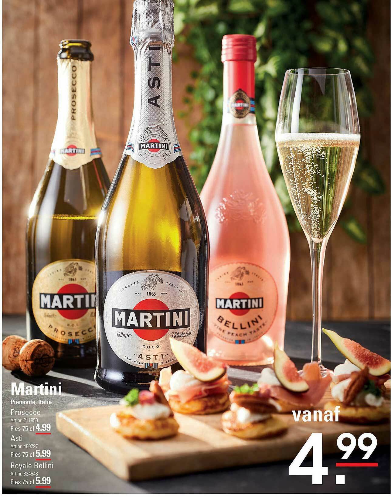 Martini Prosecco, Asti Of Royale Bellini aanbieding bij Sligro