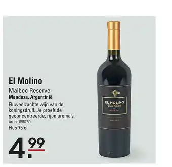 Sligro El Molino Malbec Reserve aanbieding