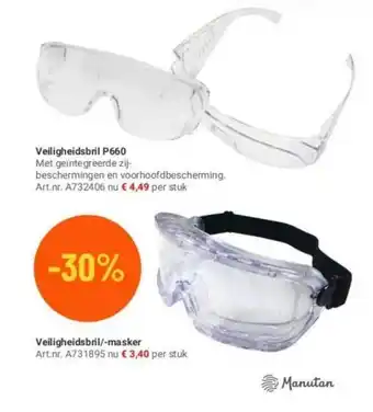 Manutan Veiligheidsbril P660 Of Veiligheidsbril--Masker aanbieding