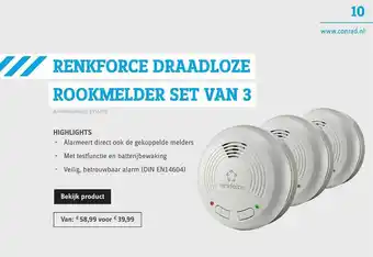 Conrad Renkforce Draadloze Rookmelder Set Van 3 aanbieding