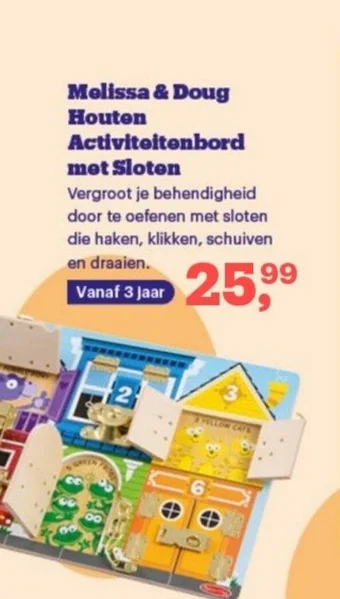 Bol.com Melissa & Doug Houten Activiteitenbord met Sloten aanbieding