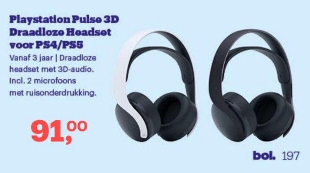 Playstation Pulse 3D Draadloze Headset voor PS4/PS5 aanbieding bij