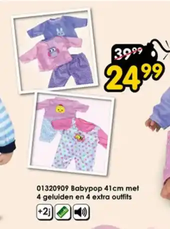 ToyChamp 01320909 Babypop 41cm met 4 geluiden en 4 extra outfits aanbieding