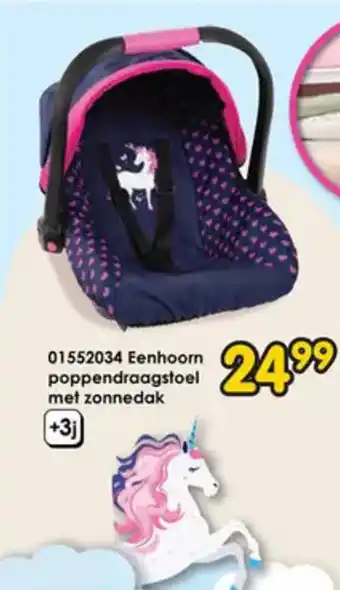 ToyChamp 01552034 Eenhoorn poppendraagstoel met zonnedak aanbieding