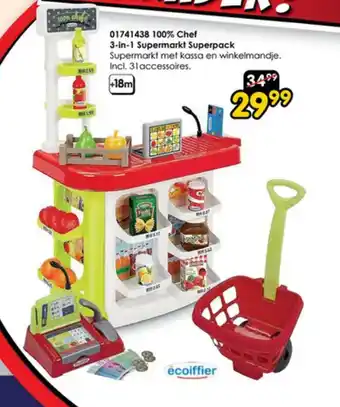 ToyChamp 01741438 100% Chef 3-in-1 Supermarkt Superpack aanbieding