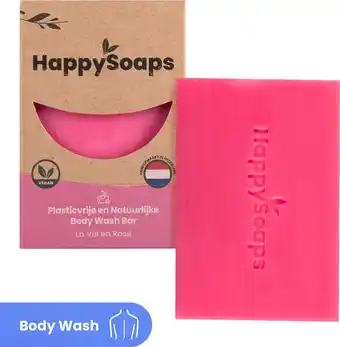Bol.com Happysoaps body wash bar - la vie en rose - om verliefd op te worden - 100% plasticvrij, vegan & diervriendelijk - 100gr aanbieding