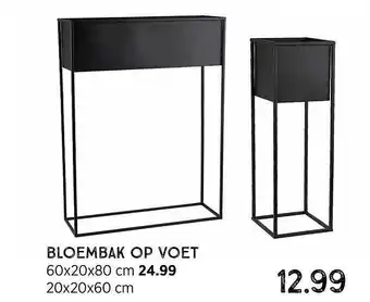 Xenos Bloembak Op Voet 60x20x80 Cm Of 20x20x60 Cm aanbieding