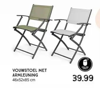 Xenos Vouwstoel Met Armleuning 46x52x85 Cm aanbieding