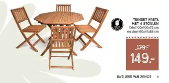 Xenos Tuinset Kreta Met 4 Stoelen : Tafel 100x100x72 Cm En Stoel 60x47x85 Cm aanbieding